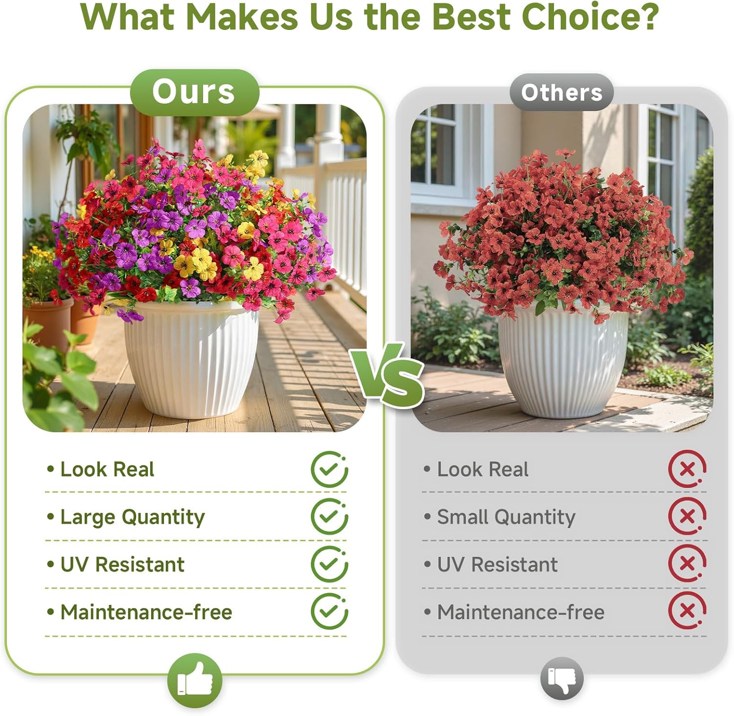 Alupssuc 24 Bundles Artificial Flowers for Outdoors Decoration, UV Resistant Silk Faux Daisy Spring Fake Plastic Plants Greenery for Outside Indoor Garden Yard Home Window Box Decor, Mix 4 Colors