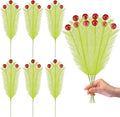 10 Pcs Christmas Tree Topper - 17" Christmas Tree Picks and Sprays Lime Green Curly Stems with Red Ball Artificial Xmas Decorations for Vase Fillers Wreath Home Party Holiday Docor