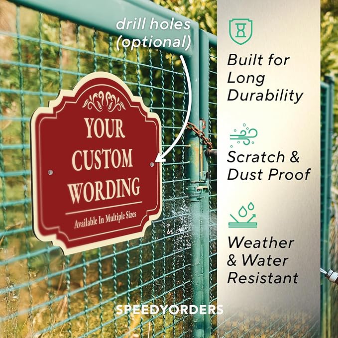 Custom Decorative Outdoor Metal Sign - Personalized Aluminum Driveway Sign, Waterproof, Made in USA - Design 2 Red Brick 10x7 In