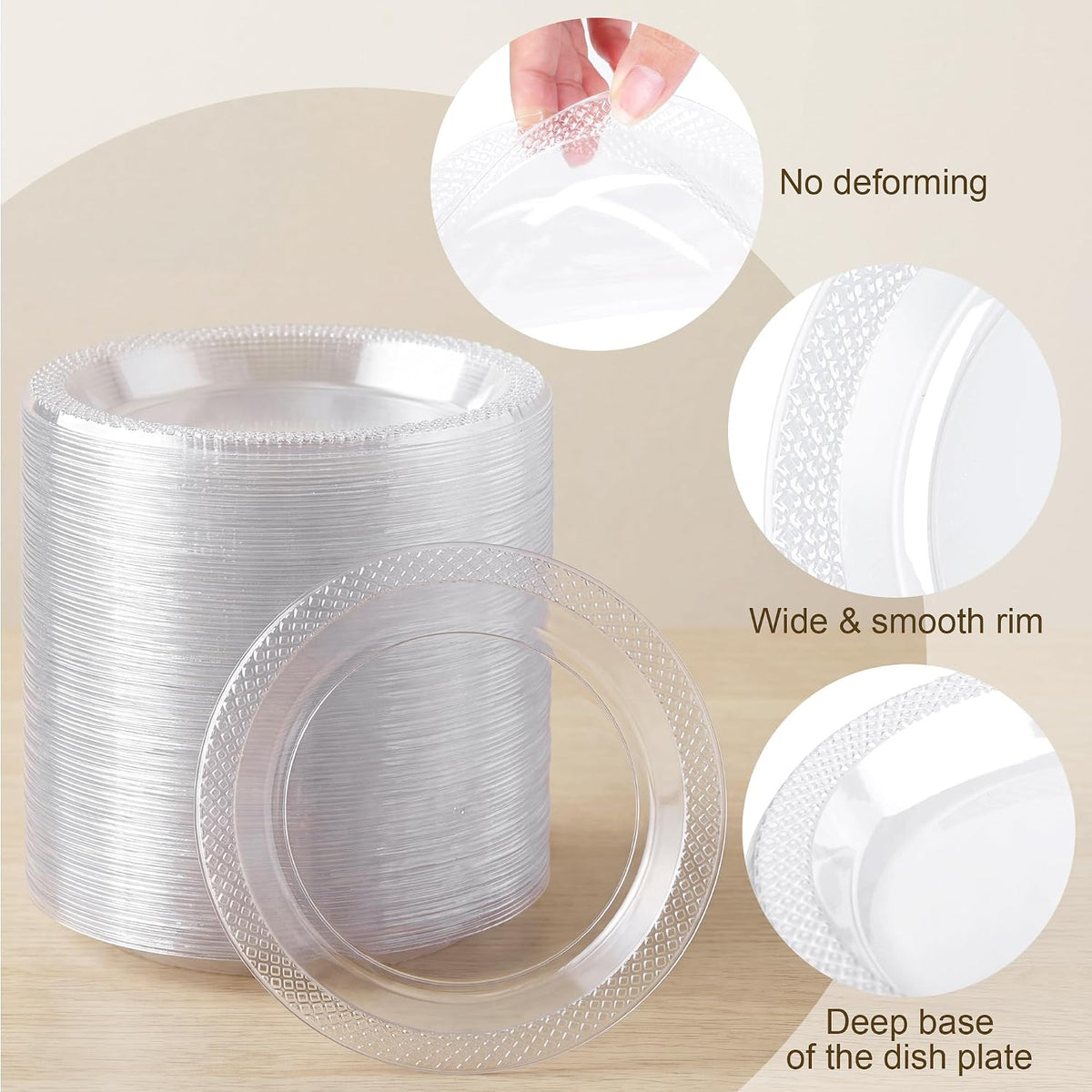Breroa 300 Pieces Clear Plastic Plates 6 Inch Small Disposable Round Dessert ...