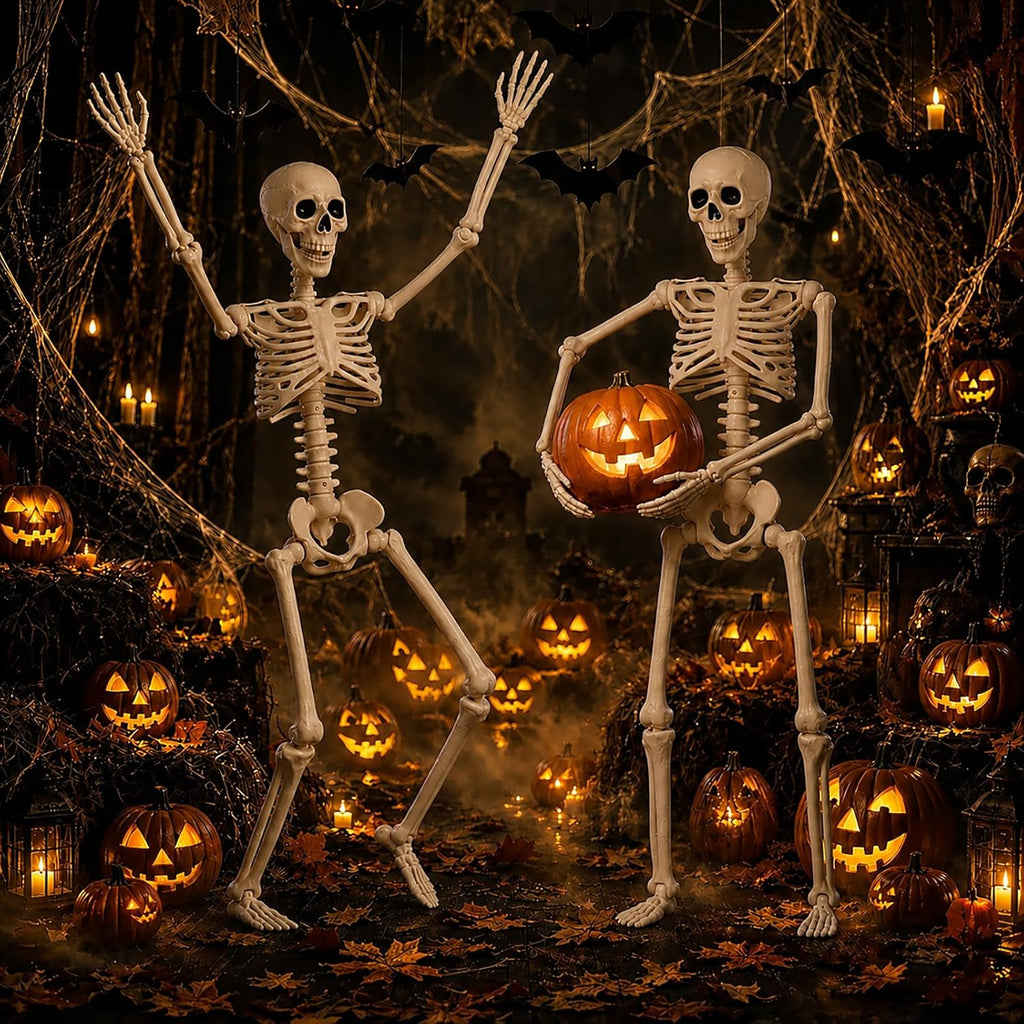 halloween skeleton decorations,36" posable human skeleton decorations for, side view