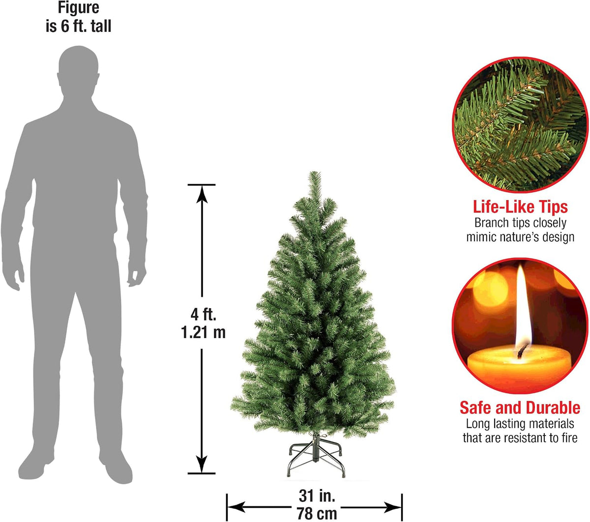 national tree company 4ft unlit north valley spruce, close-up detail