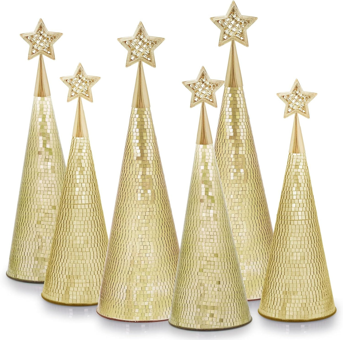 gold glass trees set of 6, 17" 15", main product view