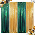 ShinyBeauty Sequin Backdrop Set of 4, 2FTx8FT Photo Backdrop Sequin Curtains Shimmer Wall Backdrop Photograph Backgrounds Sparkle Backdrop Curtains (Iridescent Green and Gold)
