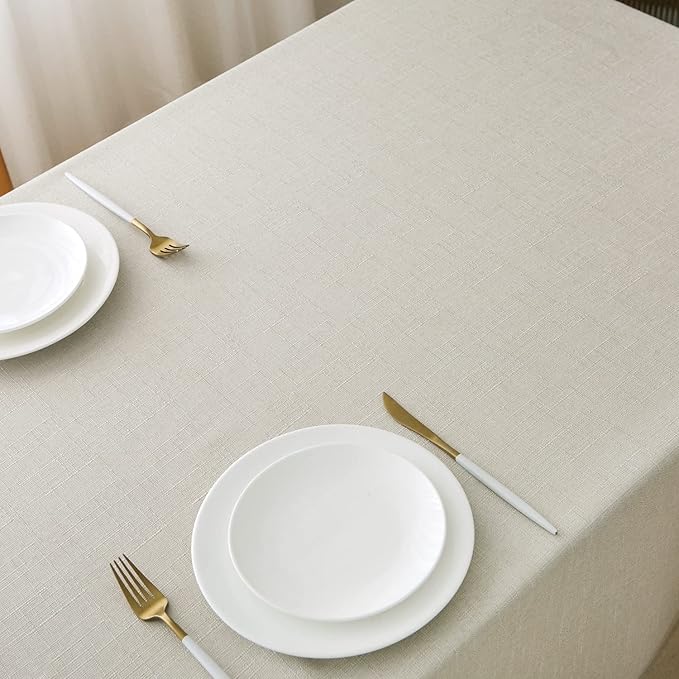 NLMUVW Square Linen Tablecloth 54 Inch Linen Textured Table Cloth Water Resistant Farmhouse Decorative Table Cover for Dining Kitchen Card Cafe, 54 x 54 Inch