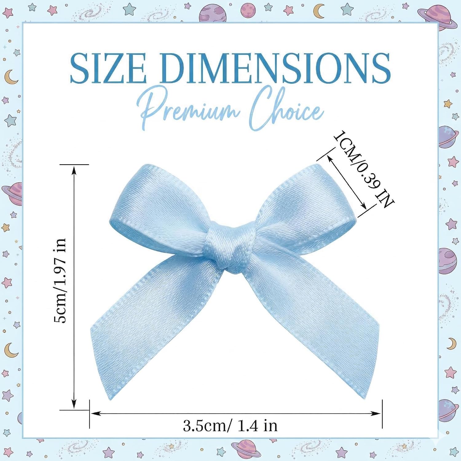 100PCS Mini Blue Bows Decoration, Tiny Satin Ribbon Ornaments for DIY, Crafts, Favors, Fit for Party, Birthday, Baby Shower, Christmas, Wedding, Boy's Party, Easter