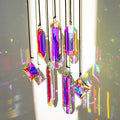 HDCRYSTALGIFTS Set 7 Crystal Sun Catcher Prisms, AB Colored Suncatcher Crystals Indoor Window Hanging Christmas Ornaments Rainbow Maker Prisms for Home Garden Decor