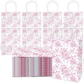 JarThenaAMCS 52Pcs Pink Floral Paper Gift Bag Vintage Wildflower Treat Bags with Handles Chinoiserie Candy Goodie Bags for Spring Summer Birthday Wedding Bridal Shower Party Favors Supplies