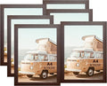 KTKDE A4 Picture Frame Set of 6, Document 8.3x11.7 Certificate Frame Walnut with Plexiglass Gallery Wall Frame, Wall Gallery Poster Frames best gift