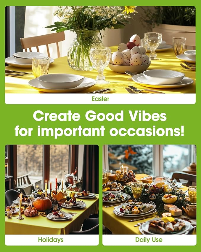 Pureegg Plastic Table Cloth Disposable 10 Pack, 54 x 108 Inch Table Cloths, Easter Party, Decorative Tablecloths, Rectangle, Lemon, Pastel Plastic Cover, Leakproof & Sturdy, Yellow