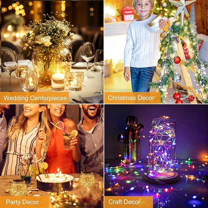 btfarm 30 Pack Fairy Lights Battery Operated [3 Modes], 7ft 20 Led Twinkle Lights String Lights Waterproof Bulk Small Mini Silver Wire for Christmas Mason Jars Wedding Table Centerpiece