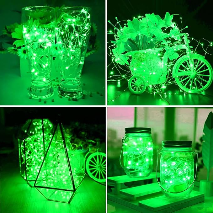 24 Pack LED Fairy Lights Battery Operated 7Ft 20Led Mini String Lights Waterproof Christmas for Mason Jars Bedroom DIY Party Wedding Christmas Decor Green