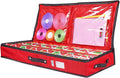 Wrapping Paper Storage Container | Under Bed Gift Wrap Organizer for 30 Inch Rolls | 31”x13.5”x4.5” | 600D Oxford Material | Box Holder with Pockets for Ribbon, Bows, and Accessories (Red)
