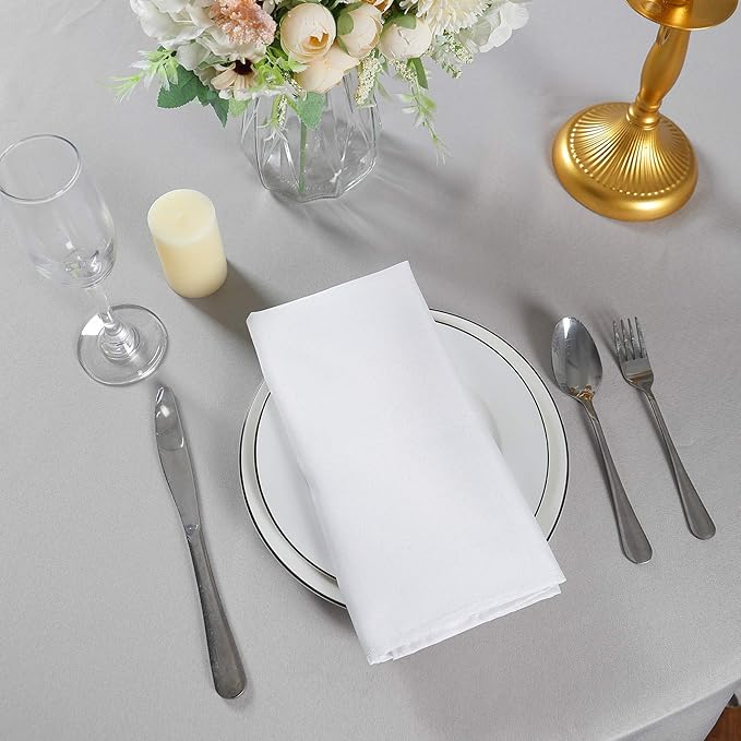 Cloth Napkins 20x20 inch Washable Polyester Dinner Napkins Soft Table Napkins for Wedding Party Dining Banquet(White,25PCS)