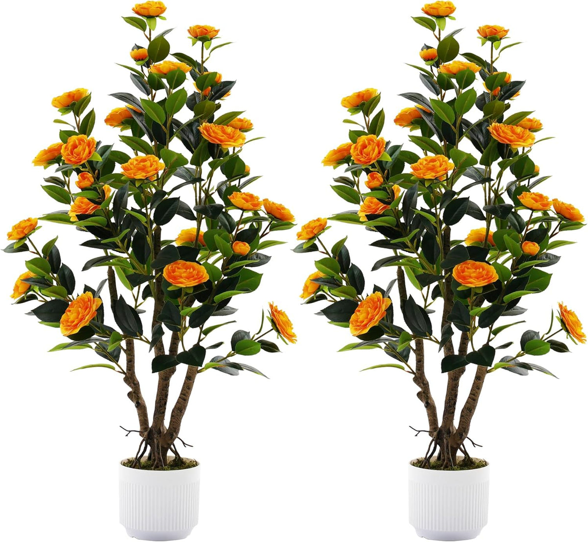 artificial camellia tree with white pot, 38" faux, main product view