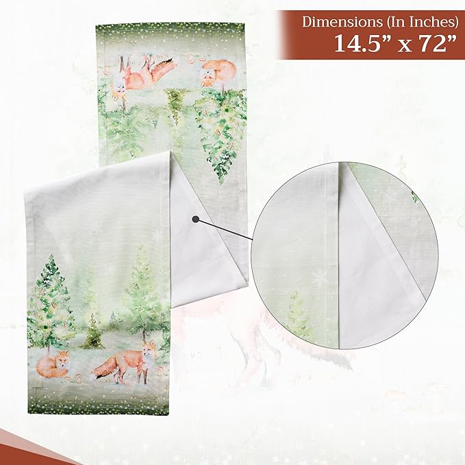 Maison d' Hermine Table Runner 100% Cotton Single Layer Table Runners 72 inches Long for Thanksgiving Christmas Decorations Home Kitchen Dining Party Wedding (Winter Mornings, 14.5" x 72")