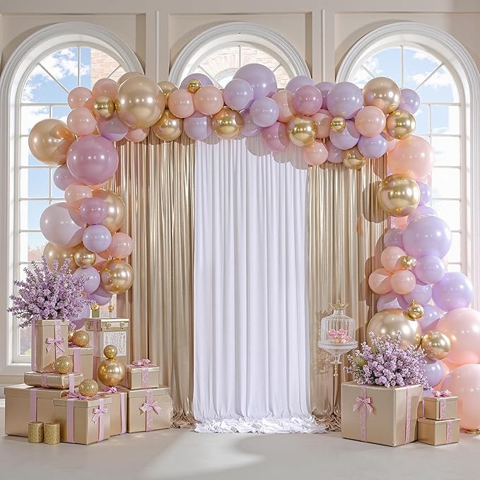 10x10ft Thick Champagne Glitter Backdrop Curtain Panels for Parties, Wrinkle Free Sequin Sparking Photo Backdrop Drapes, 2 Panels 5x10ft Shimmer Back Drop Cloth for Wedding Birthday Photography