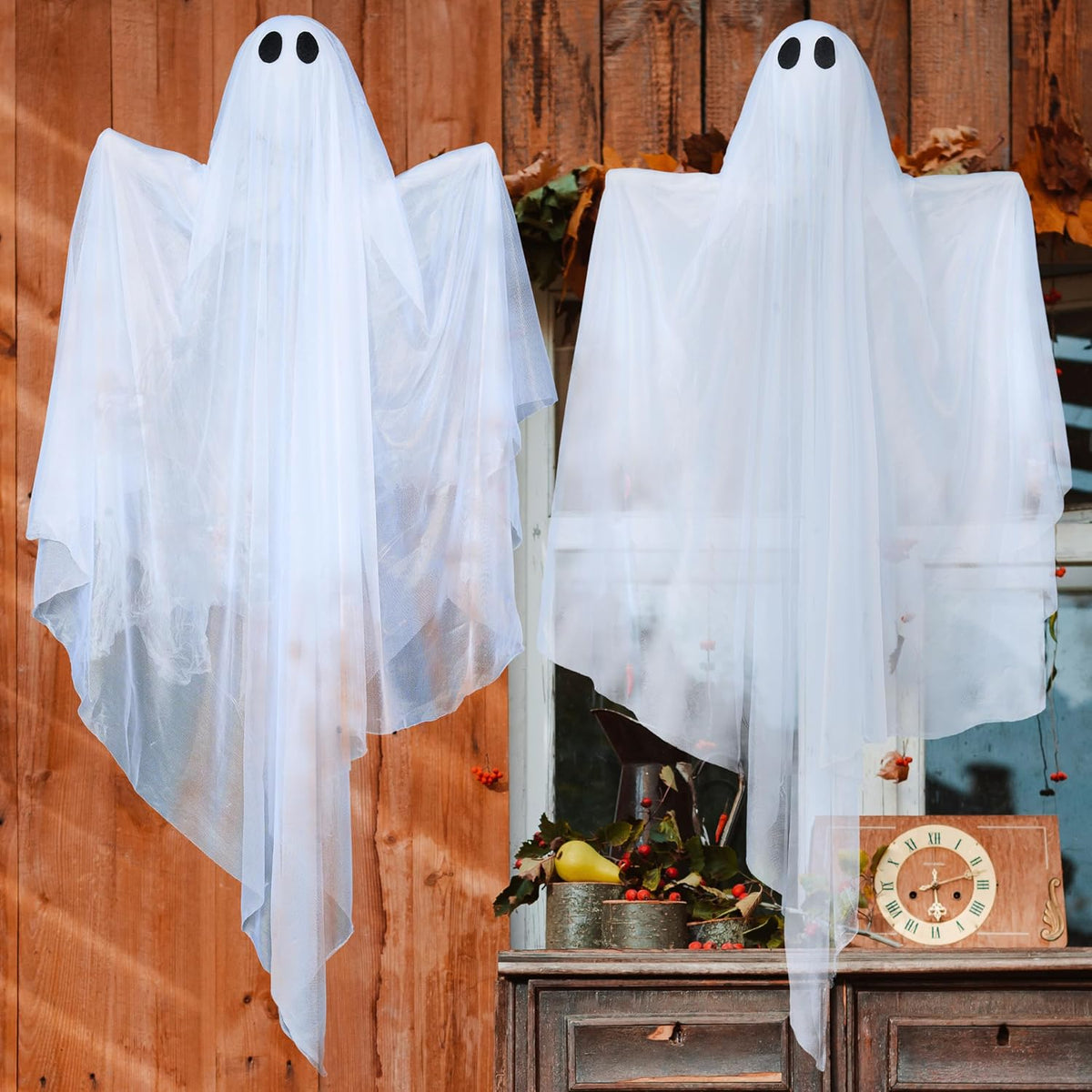JOYIN 2 Pcs 47” Halloween Light up Hanging Ghost Decorations Outdoor, Hallowe...