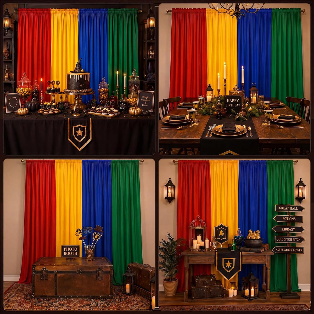 4 Pcs 39 x 79 Inch Wizard Party Backdrop Halloween Decorations