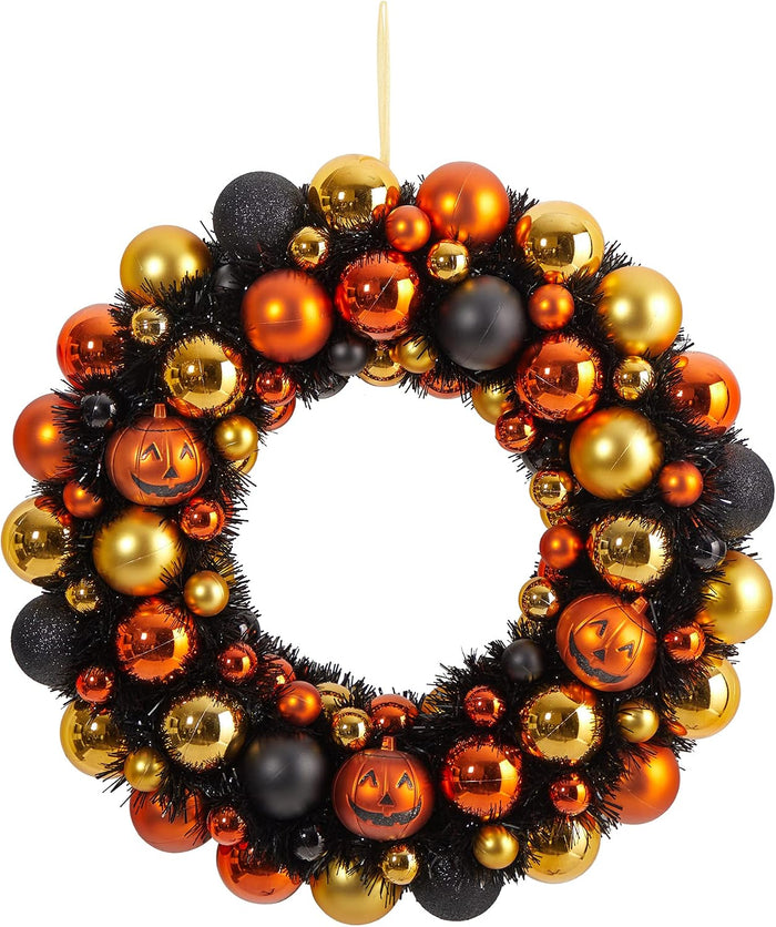 Nearly Natural 19" Shatterproof Pumpkin Ornament Halloween Wreath