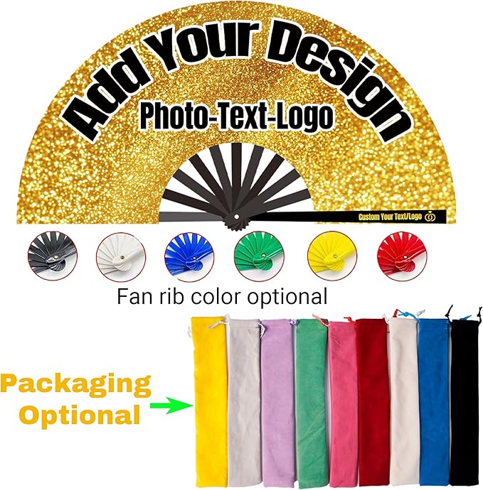 Custom Fans with Your Photo/Text - Personalized Folding Hand Fan for Line Dancing, Weddings, Parties | Decorative Gift for Women, Church Events & Dance Performances (5, 13 Inch)