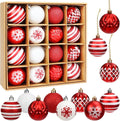 Tenn Well 16Pcs 6CM Christmas Tree Ornaments Decorations Set - Red and White PVC Baubles for Christmas Tree Holidays Home Xmas Party Decoration