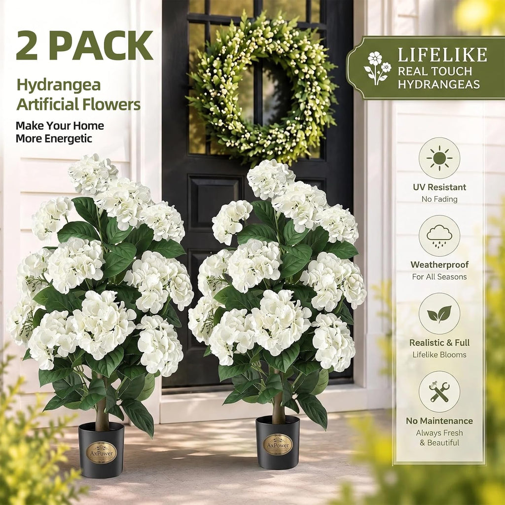 hydrangea artificial tree flowers for outdoor faux bush on a desk or shelf