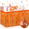 3 Pack 29 x108 Inch Orange Foil Fringe Table Skirts Metallic Banner for Tinsel Streamer Garland Backdrop for Parade Floats Wedding Thanksgiving Birthday Christmas Halloween New Year Party Decoration