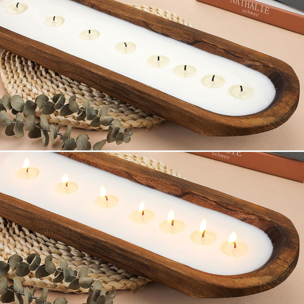 Gerrii 30 Inch Wooden Dough Bowl Candle Table Centerpiece Scented Making Soy Wax Dough Bowl Candle for Farmhouse Decoration