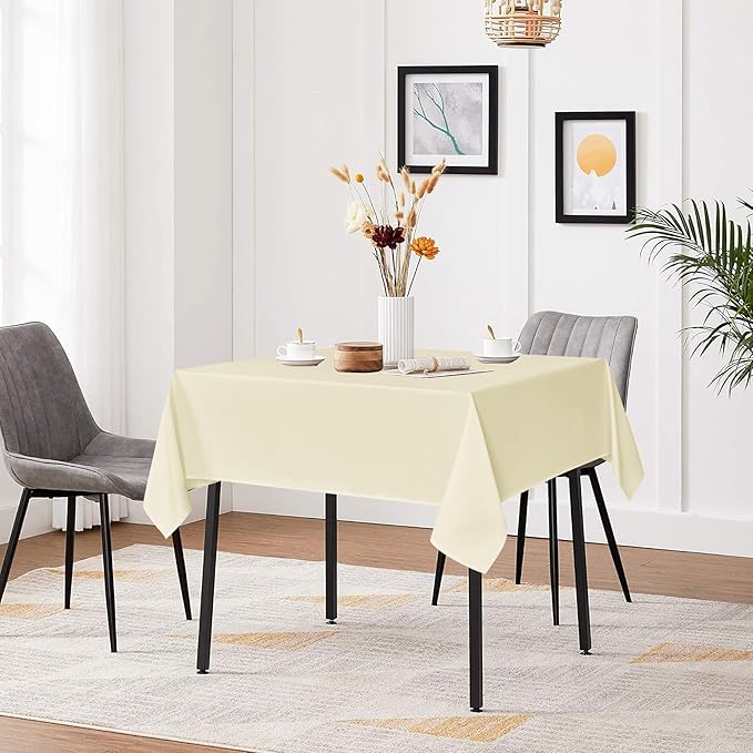 sancua Small Square Tablecloths 36x36 Inch - Beige Table Cloth for Square or Round Tables, Washable Polyester Fabric Table Cover for Nightstand End Bedside Tables