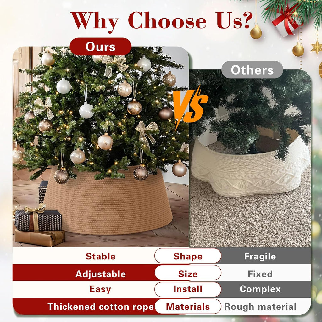 Christmas Tree Collar, Adjustable Tree Collars for Artificial Trees, Xmas Trees Stand Cover, Base Cover for Christmas, 28"×10"