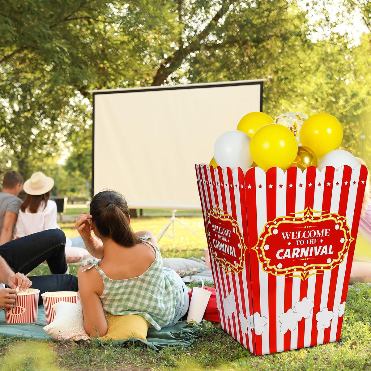 Blosssound 60 Balloons Giant Popcorn Box Decoration Stand Carnival Party