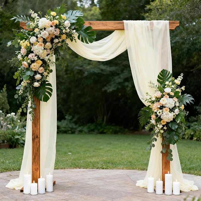 Wedding Arch Draping Fabric 29" x 18 FT Light Yellow Sheer Chiffon Outdoor Curtain Drapes for Wedding Birthday Party Ceremony Decor(1 Panel, Light Yellow)