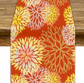 Yellow Floral Table Runner, Chrysanthemum Autumn Spring Summer Vintage Modern Linen Geometric Table Runner for Kitchen Living Room Bedroom Party Holiday, 13x90 Inch