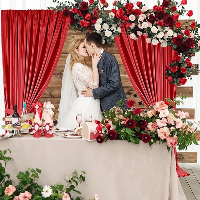 Sugargirl 10x10FT Red Backdrop Curtains Polyester Photo Backdrop Drapes Curtains 2 Panels with Rod Pockets for Party Birthday Wedding Photography Home Decoration
