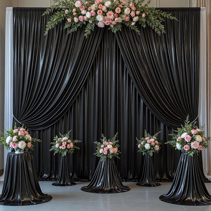 Outpain Thick 10 ft x 10 ft Black Sequin Backdrop Curtain for Parties, Wrinkle Free Glitter Photo Backdrop Drapes 2 Panels 5x10ft Black Back Drop Cloth for Wedding Christmas Photography Background