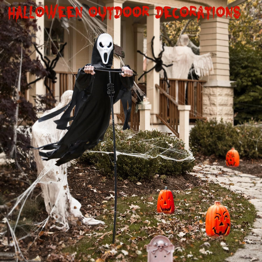 larpgears halloween scarecrow ghost outdoor decorations, 7.5ft halloween, side view