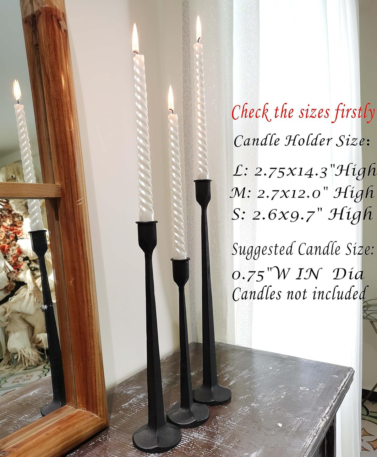 Iron Taper Candle Holder - Decorative Candle Stand - Candlestick Holder for W...