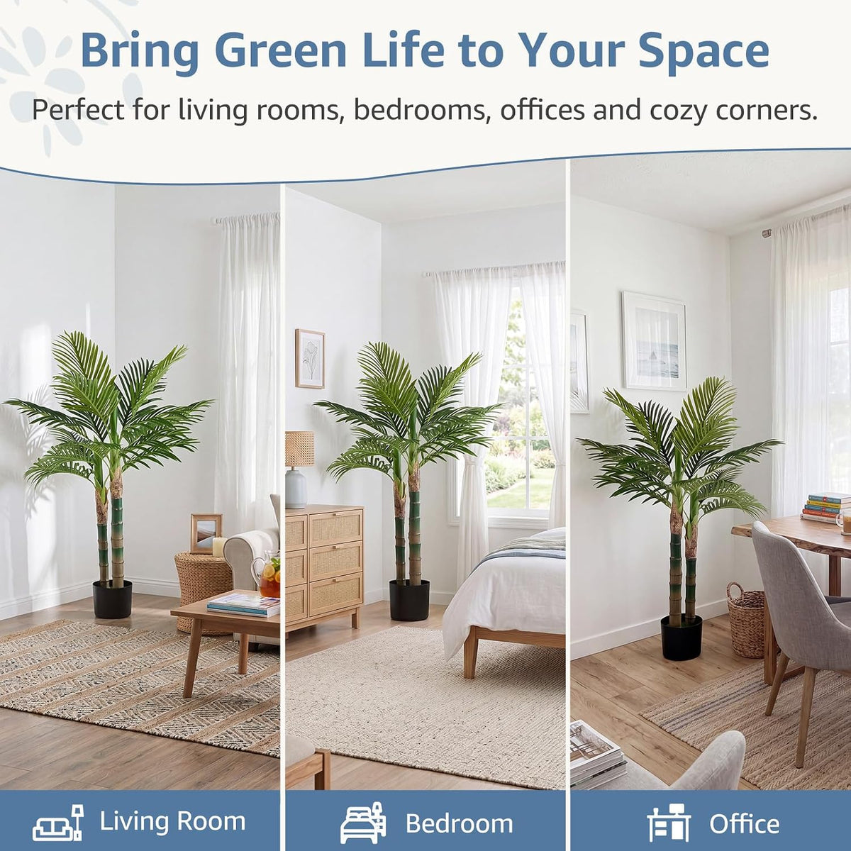 dumos 47in artificial palm tree, realistic faux indoor shown in use