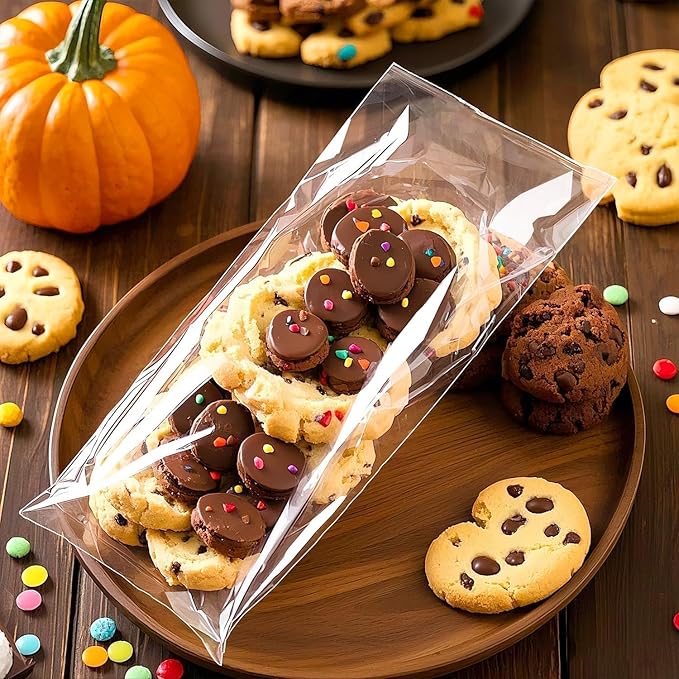 PigPotParty 4"x9" Cellophane Cookie Bags Self Sealing, 200 Pcs Clear Plastic Treat Individual Cookie Bags with seal, Perfect for Goodies, Party Favors, Snacks, Gift Wrapping