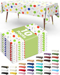 Pureegg Plastic Table Cloth Disposable 10 Pack, 54 x 108 Inch Table Cloths, Birthday Party Decorations, Picnic, White Tablecloths, Rectangle, Colorful, Rainbow Cover, Leakproof & Sturdy, Balloon