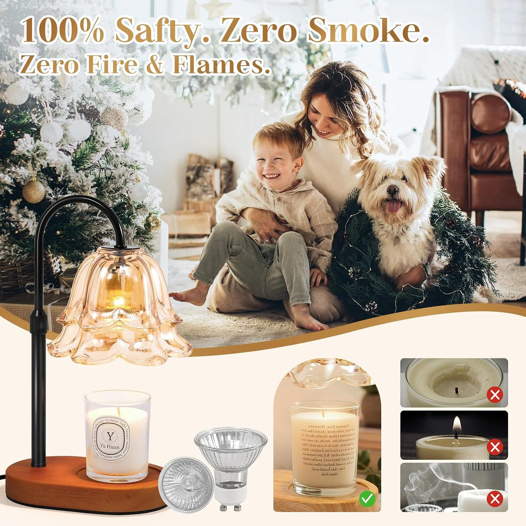 Flower Candle Warmer Lamp with Timer - Dimmable Electric Candle Warming Lamps, Adjustable Wax Melter Wamers Light for Jar Candles, Birthday Gifts for Women, Christmas New Home Decor