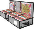 BALEINE Soft Christmas Wrapping Paper Storage Bag, 40" Durable PE Gift Wrap Storage Bag with Flexible Partitions and Pockets for Ribbon, Accessories (Grey)