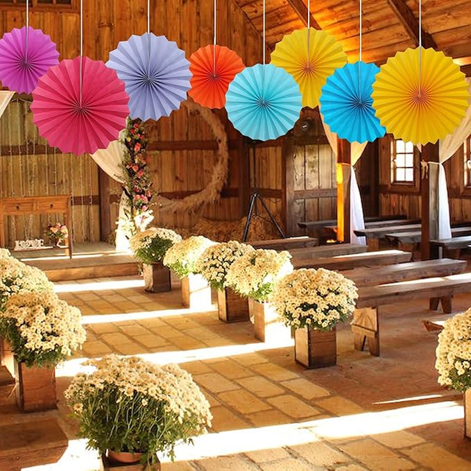Morange Party Decorations,,Halloween Decor Events Accessories，Orange Birthday Decorations,Sunset Party Decorations,Party Fans 30 Color DIY Set (Morange)