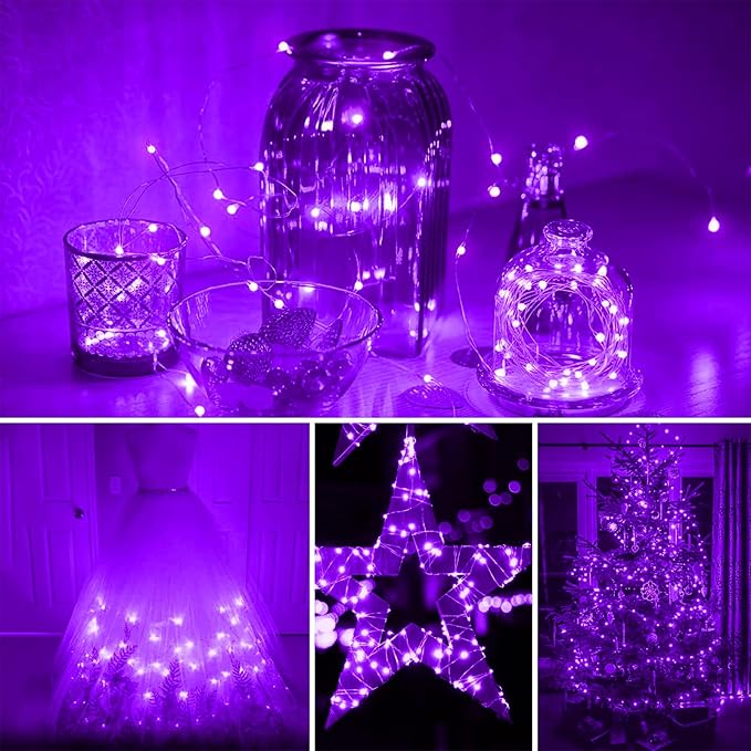 16 Pack 30 Led Fairy Lights Battery Operated String Lights 10 Feet Waterproof Twinkle Lights Mason Jar Purple