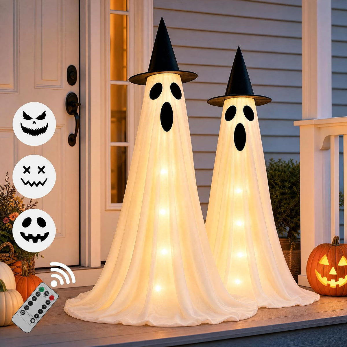 2‑pack 63" halloween decorations outdoor indoor with remote, main product view