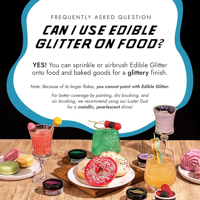 MONÉGASQUE Skyline Blue Edible Glitter for Drinks 10g – Blue Edible Glitter for Cakes & Halloween Cupcakes - Champagne, Beverage, & Cocktail Drink - Food Decorating Sprinkles & Cake Decorations Spray
