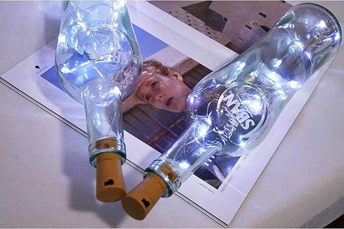 24 Pack 20 LED Wine Bottle Cork Lights, Fairy Mini String Lights Copper Wire, Battery Operated Starry Lights for DIY, Christmas, Halloween, Wedding, Party, Indoor&Outdoor (24 Pack, Cool White)
