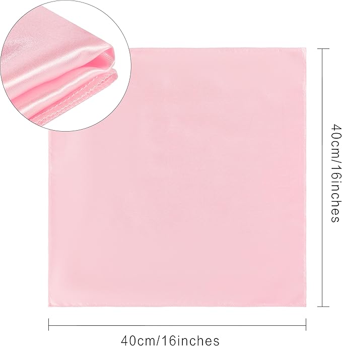 36 Pack Square Satin Dinner Napkins, 16x16 Inches Silky Soft Smooth Table Cloth Napkins for Restaurant Weddings Banquet Party Decoration, Pink