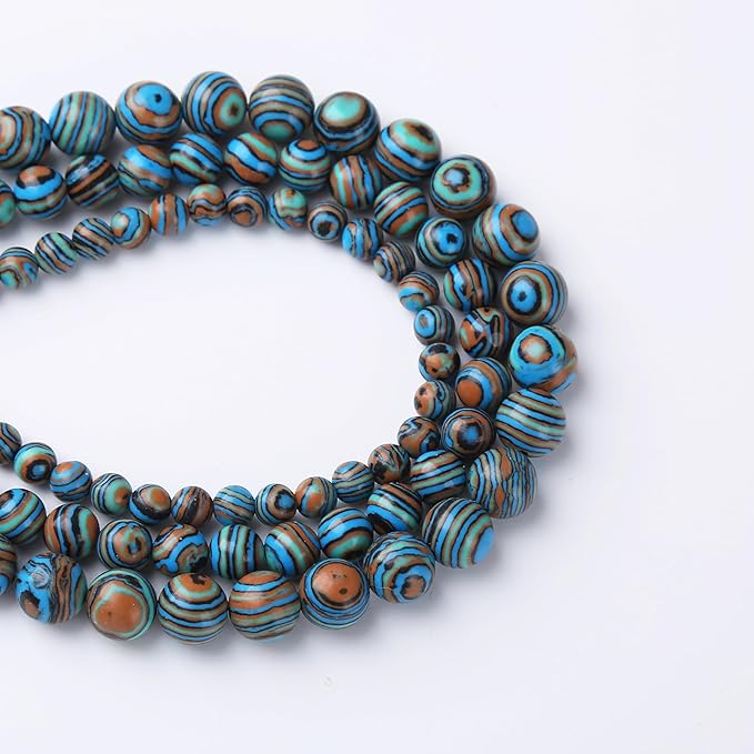 Blue Peacock Turquoise Stone Beads Gemstone Round Crystal Energy Jade Beads Stone Beads for Jewelry Making DIY Bracelet Necklace Jewelry Making 1 Strand 15.5inch 4MM